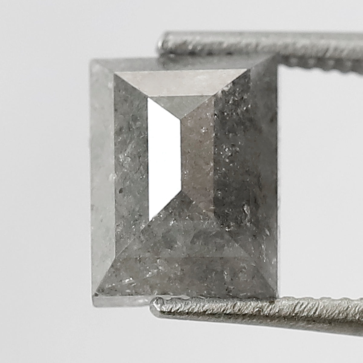1.41 Ct Rectangle Shape Salt and Pepper Diamond 6.70 MM Loose Natural Grey Black Color Diamond wedding Gift For Her