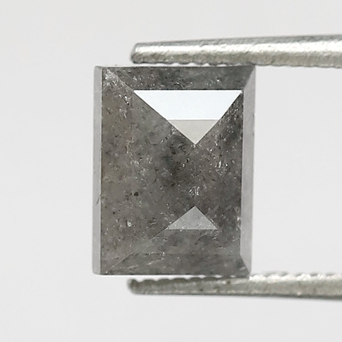 1.41 Ct Rectangle Shape Salt and Pepper Diamond 6.70 MM Loose Natural Grey Black Color Diamond wedding Gift For Her