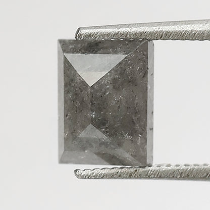 1.41 Ct Rectangle Shape Salt and Pepper Diamond 6.70 MM Loose Natural Grey Black Color Diamond wedding Gift For Her
