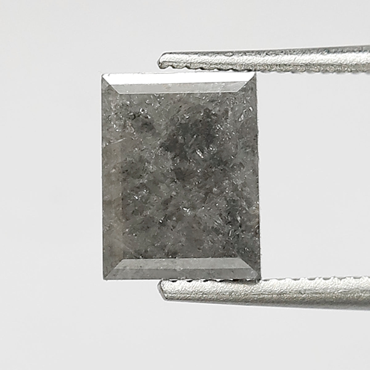1.41 Ct Rectangle Shape Salt and Pepper Diamond 6.70 MM Loose Natural Grey Black Color Diamond wedding Gift For Her