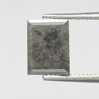 1.41 Ct Rectangle Shape Salt and Pepper Diamond 6.70 MM Loose Natural Grey Black Color Diamond wedding Gift For Her