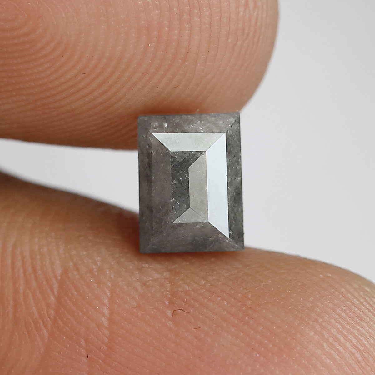1.41 Ct Rectangle Shape Salt and Pepper Diamond 6.70 MM Loose Natural Grey Black Color Diamond wedding Gift For Her