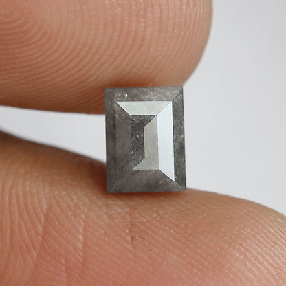 1.41 Ct Rectangle Shape Salt and Pepper Diamond 6.70 MM Loose Natural Grey Black Color Diamond wedding Gift For Her