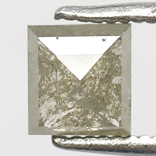 0.89 Ct Square Cut Rustic Diamond | 5.20 mm Grayish Yellow Natural Ethically Sourced Loose Diamond