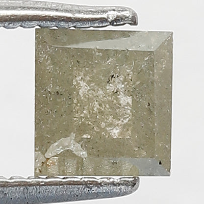 0.89 Ct Square Cut Rustic Diamond | 5.20 mm Grayish Yellow Natural Ethically Sourced Loose Diamond