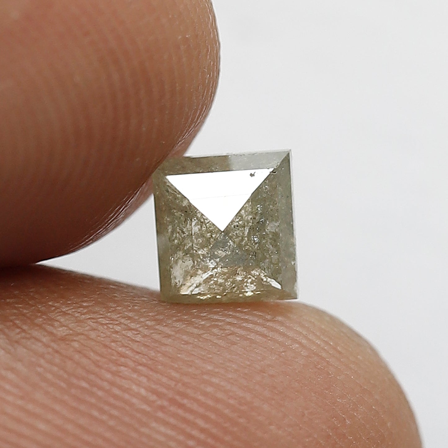 0.89 Ct Square Cut Rustic Diamond | 5.20 mm Grayish Yellow Natural Ethically Sourced Loose Diamond