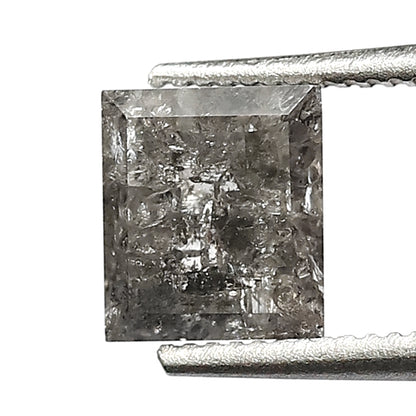 0.93 Ct Rectangle Shape Salt and Pepper Diamond 5.50 MM Loose Natural Grey Black Color Diamond for handmade jewelry