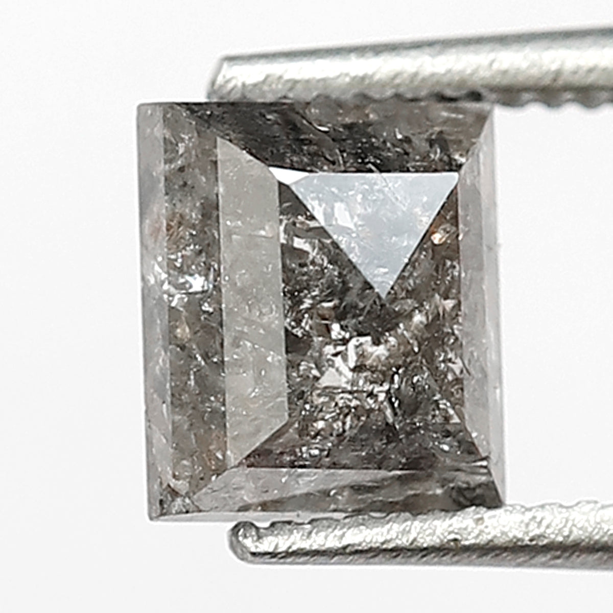 0.93 Ct Rectangle Shape Salt and Pepper Diamond 5.50 MM Loose Natural Grey Black Color Diamond for handmade jewelry