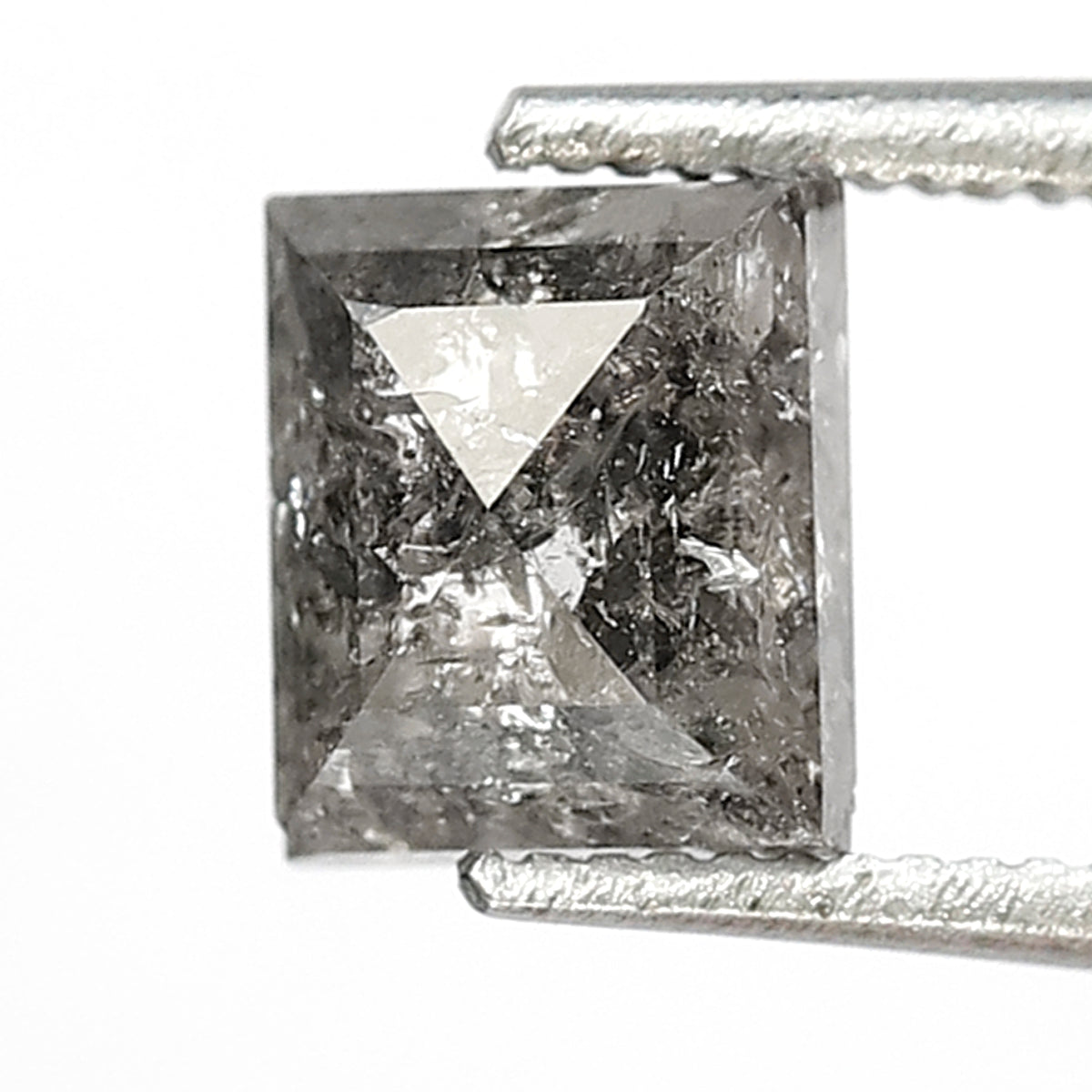 0.93 Ct Rectangle Shape Salt and Pepper Diamond 5.50 MM Loose Natural Grey Black Color Diamond for handmade jewelry