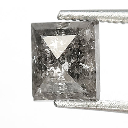 0.93 Ct Rectangle Shape Salt and Pepper Diamond 5.50 MM Loose Natural Grey Black Color Diamond for handmade jewelry
