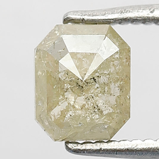 0.91 CT Emerald Cut Rustic Loose Diamond, Natural Yellowish Translucent Ethical Diamond