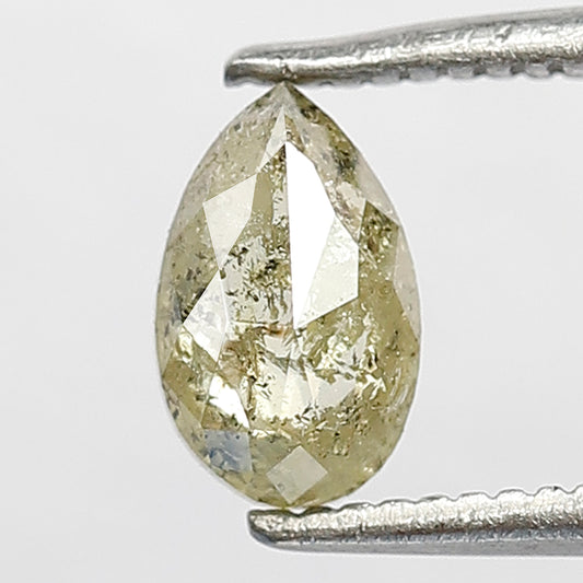 0.68 Ct Pear Shape Rustic Diamond | 7 mm Natural Greenish Loose Diamond for Engagement Jewelry