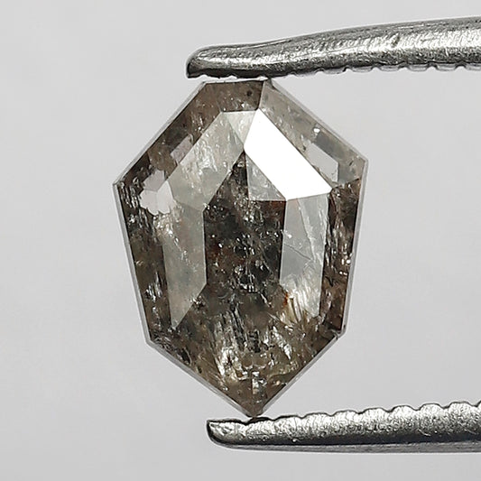 0.82 CT Modified Cut Salt and Pepper Diamond, 7 mm Grey Black color Natural Loose Diamond