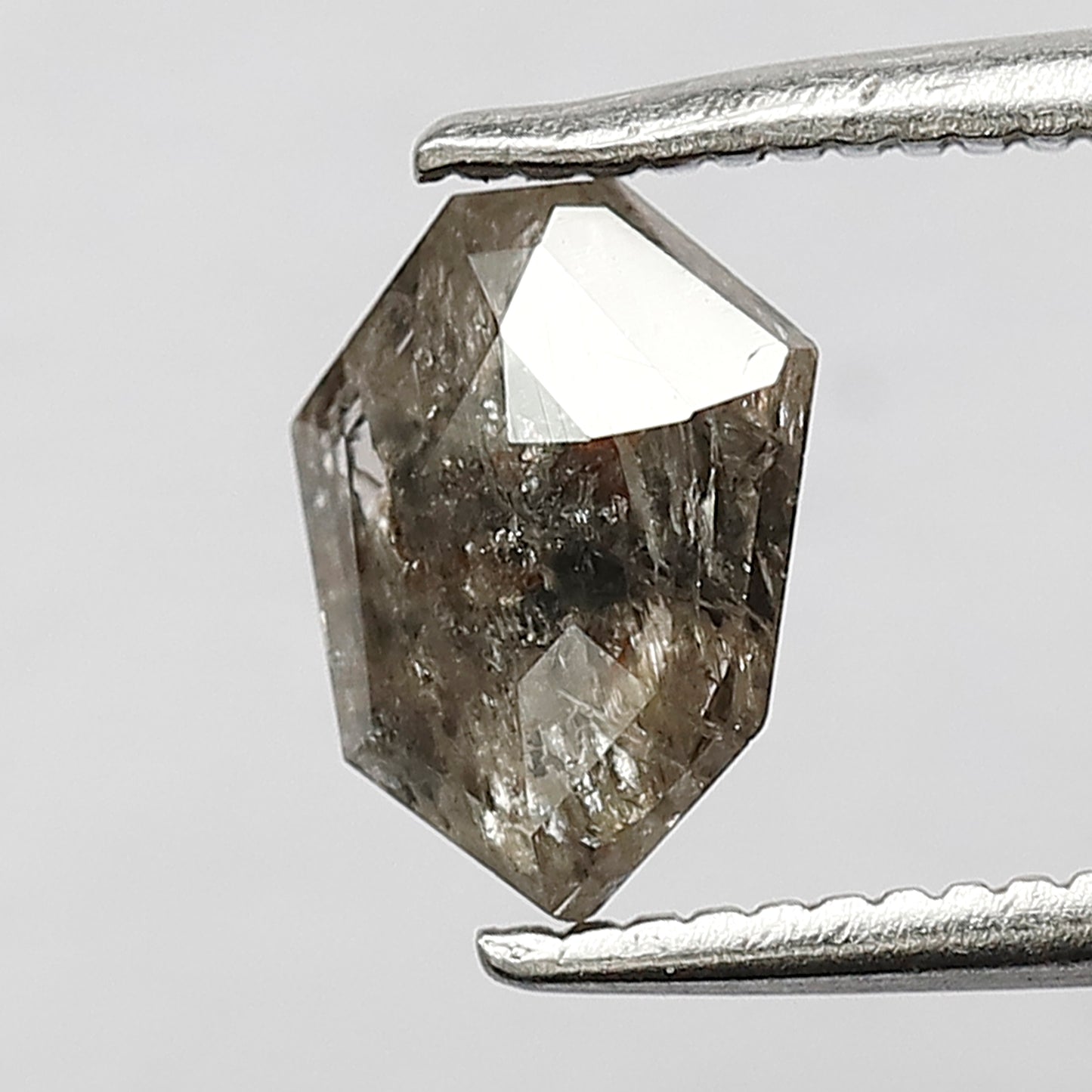 0.82 CT Modified Cut Salt and Pepper Diamond, 7 mm Grey Black color Natural Loose Diamond