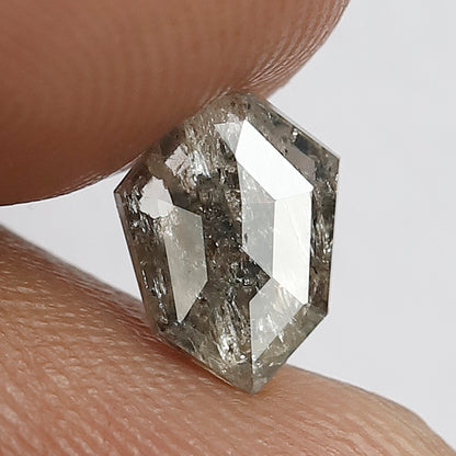 0.82 CT Modified Cut Salt and Pepper Diamond, 7 mm Grey Black color Natural Loose Diamond