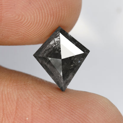 2.40 CT Kite Shape Salt and Pepper Diamond 11 MM Loose Natural Grey Black Color Diamond