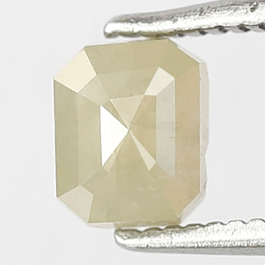 0.80 CT Emerald Shape Rustic Loose Diamond, Natural Grayish Yellow Ethical Diamond For Proposal Ring