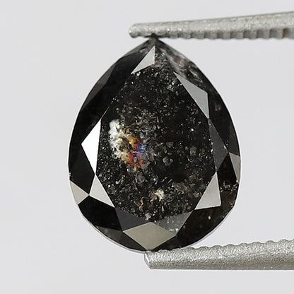 1.80 CT pear Shape Natural loose 8.40 MM salt and pepper Grey Black Color Diamond for making unique jewelry
