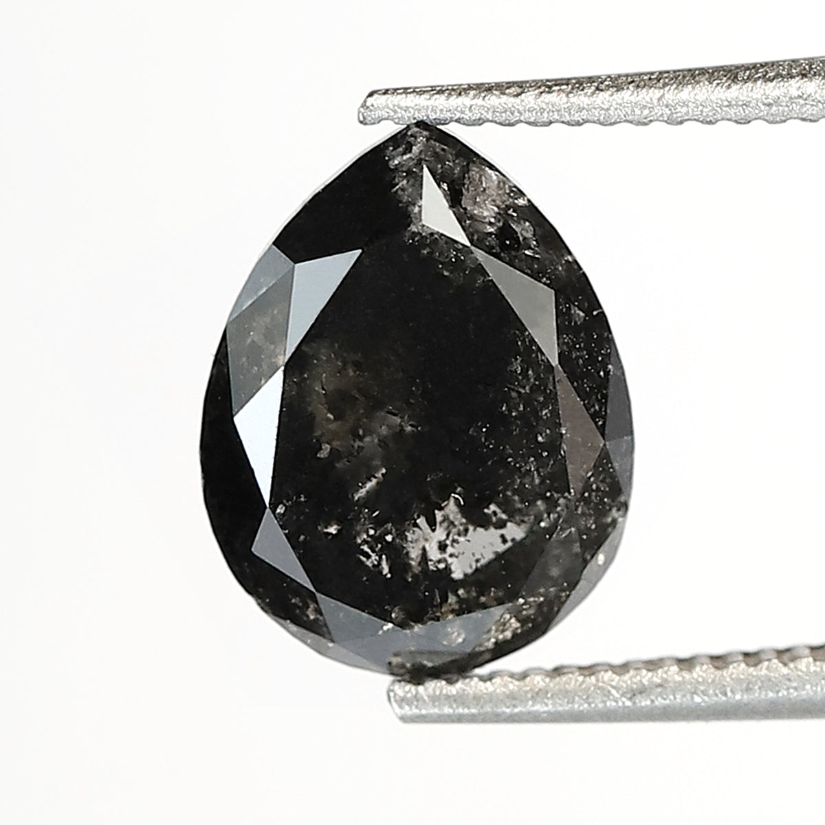 1.80 CT pear Shape Natural loose 8.40 MM salt and pepper Grey Black Color Diamond for making unique jewelry