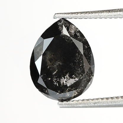 1.80 CT pear Shape Natural loose 8.40 MM salt and pepper Grey Black Color Diamond for making unique jewelry