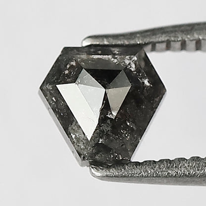 0.67 CT Antique Polished Back Modified Shape Salt and Pepper Dark Blackish Grey made for Unique Jewelry