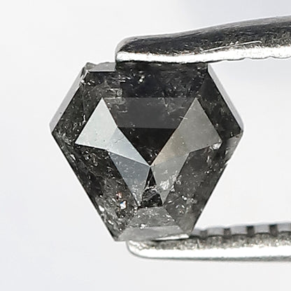 0.67 CT Antique Polished Back Modified Shape Salt and Pepper Dark Blackish Grey made for Unique Jewelry