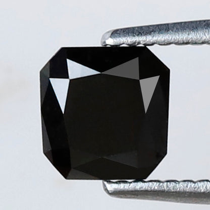 Asscher Cut 0.77 Ct Black Diamond, Natural Treated Loose Diamond for Engagement Ring, Statement Wedding Jewelry