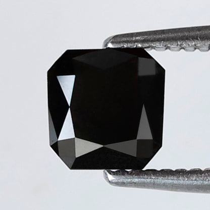 Asscher Cut 0.77 Ct Black Diamond, Natural Treated Loose Diamond for Engagement Ring, Statement Wedding Jewelry
