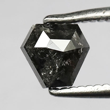 0.67 CT Antique Polished Back Modified Shape Salt and Pepper Dark Blackish Grey made for Unique Jewelry