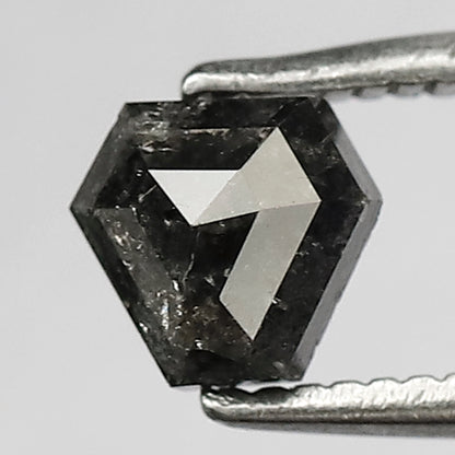 0.67 CT Antique Polished Back Modified Shape Salt and Pepper Dark Blackish Grey made for Unique Jewelry