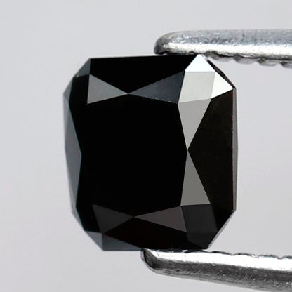 Asscher Cut 0.77 Ct Black Diamond, Natural Treated Loose Diamond for Engagement Ring, Statement Wedding Jewelry