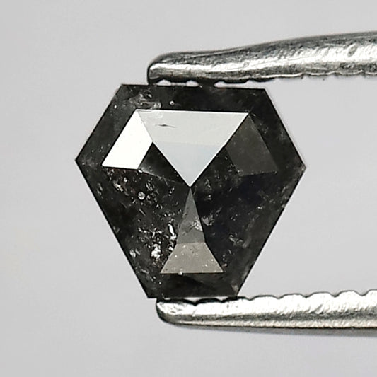 0.67 CT Antique Polished Back Modified Shape Salt and Pepper Dark Blackish Grey made for Unique Jewelry