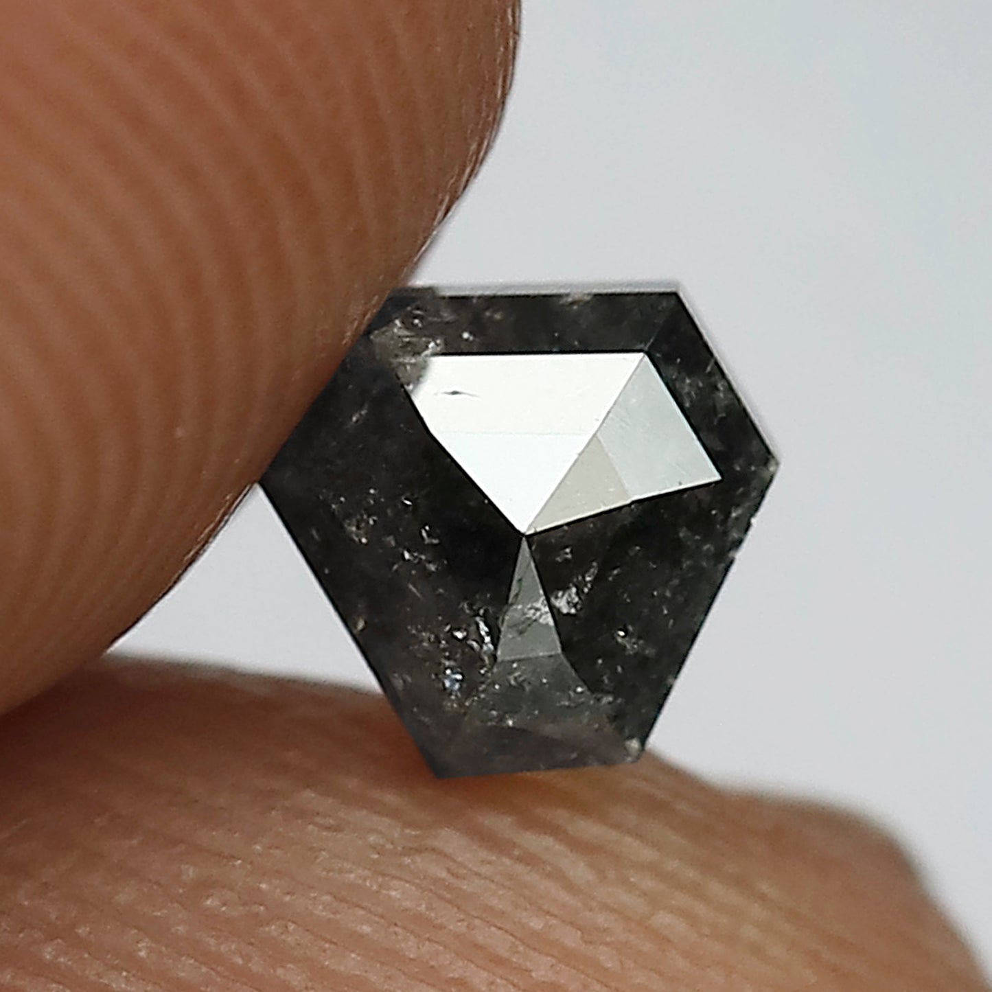 0.67 CT Antique Polished Back Modified Shape Salt and Pepper Dark Blackish Grey made for Unique Jewelry