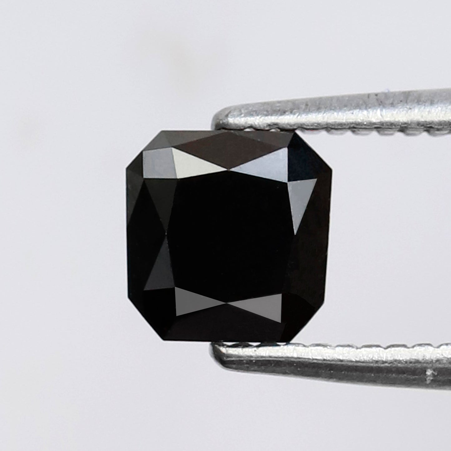 Asscher Cut 0.77 Ct Black Diamond, Natural Treated Loose Diamond for Engagement Ring, Statement Wedding Jewelry