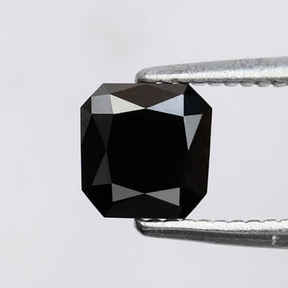 Asscher Cut 0.77 Ct Black Diamond, Natural Treated Loose Diamond for Engagement Ring, Statement Wedding Jewelry