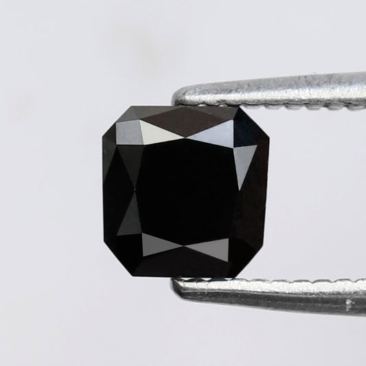 Asscher Cut 0.77 Ct Black Diamond, Natural Treated Loose Diamond for Engagement Ring, Statement Wedding Jewelry