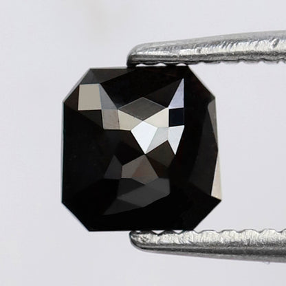 Asscher Cut 0.77 Ct Black Diamond, Natural Treated Loose Diamond for Engagement Ring, Statement Wedding Jewelry