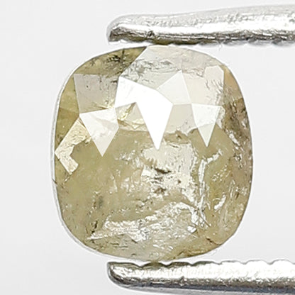0.69 CT Rustic Cushion Natural Diamond, 5.50 MM Greenish Earth Mined Ethical Diamond For Anniversary Ring