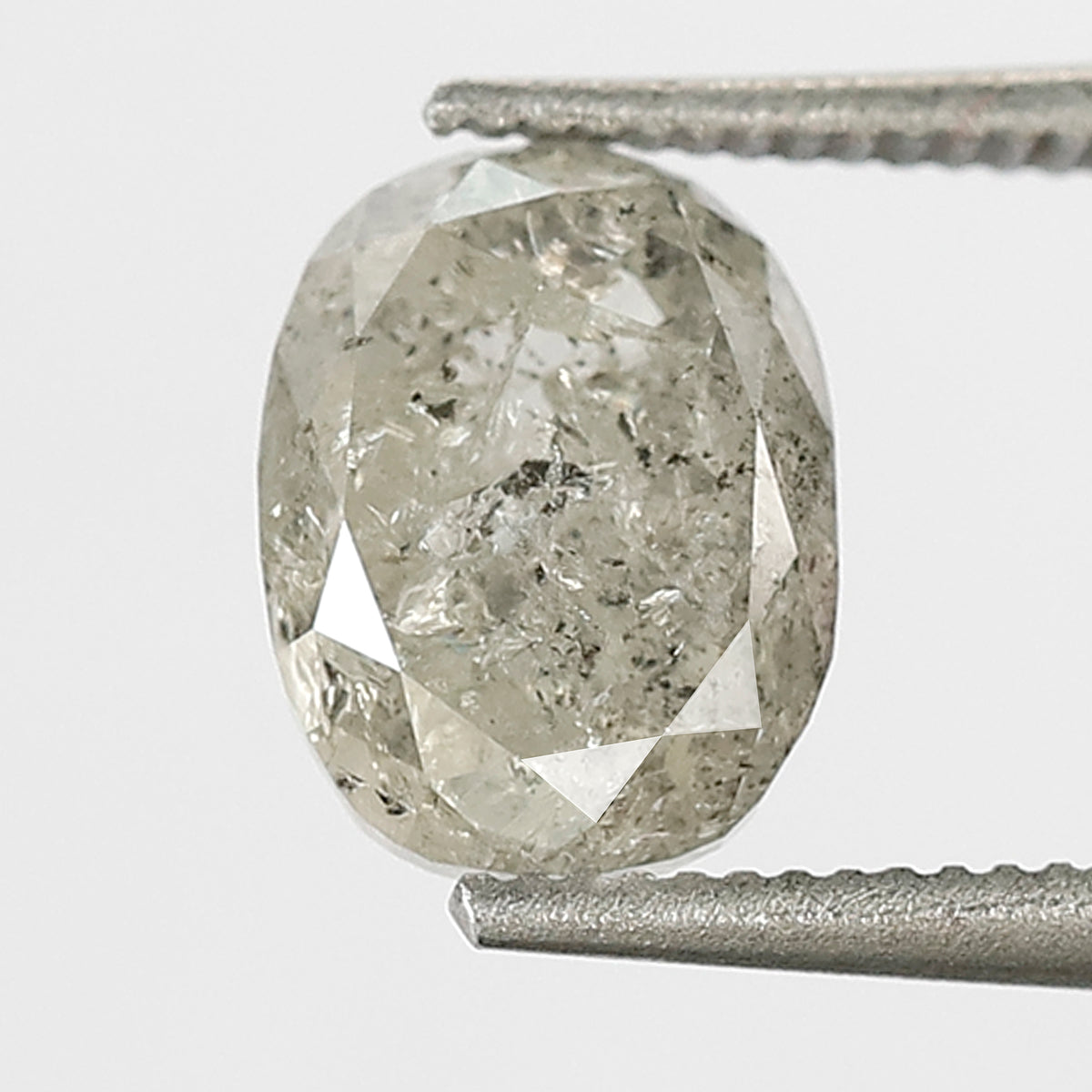 1.52 CT oval Shape Salt and Pepper Diamond 7 MM Loose Natural Icy White Grey Color Diamond