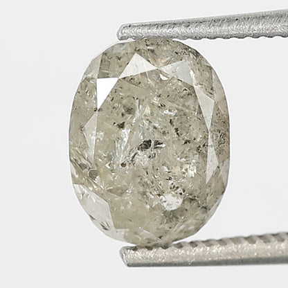 1.52 CT oval Shape Salt and Pepper Diamond 7 MM Loose Natural Icy White Grey Color Diamond