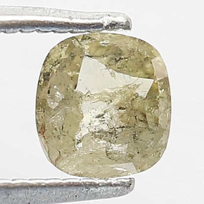 0.69 CT Rustic Cushion Natural Diamond, 5.50 MM Greenish Earth Mined Ethical Diamond For Anniversary Ring
