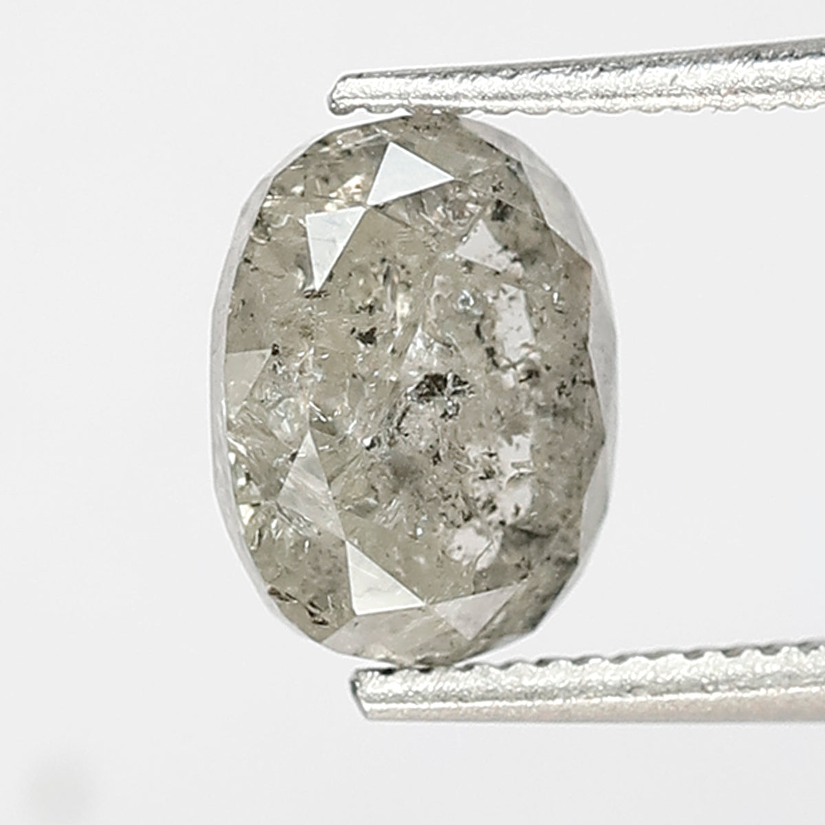 1.52 CT oval Shape Salt and Pepper Diamond 7 MM Loose Natural Icy White Grey Color Diamond