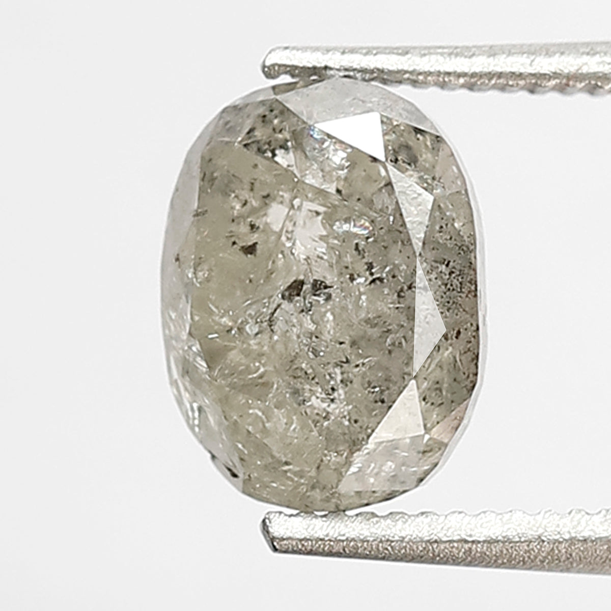 1.52 CT oval Shape Salt and Pepper Diamond 7 MM Loose Natural Icy White Grey Color Diamond