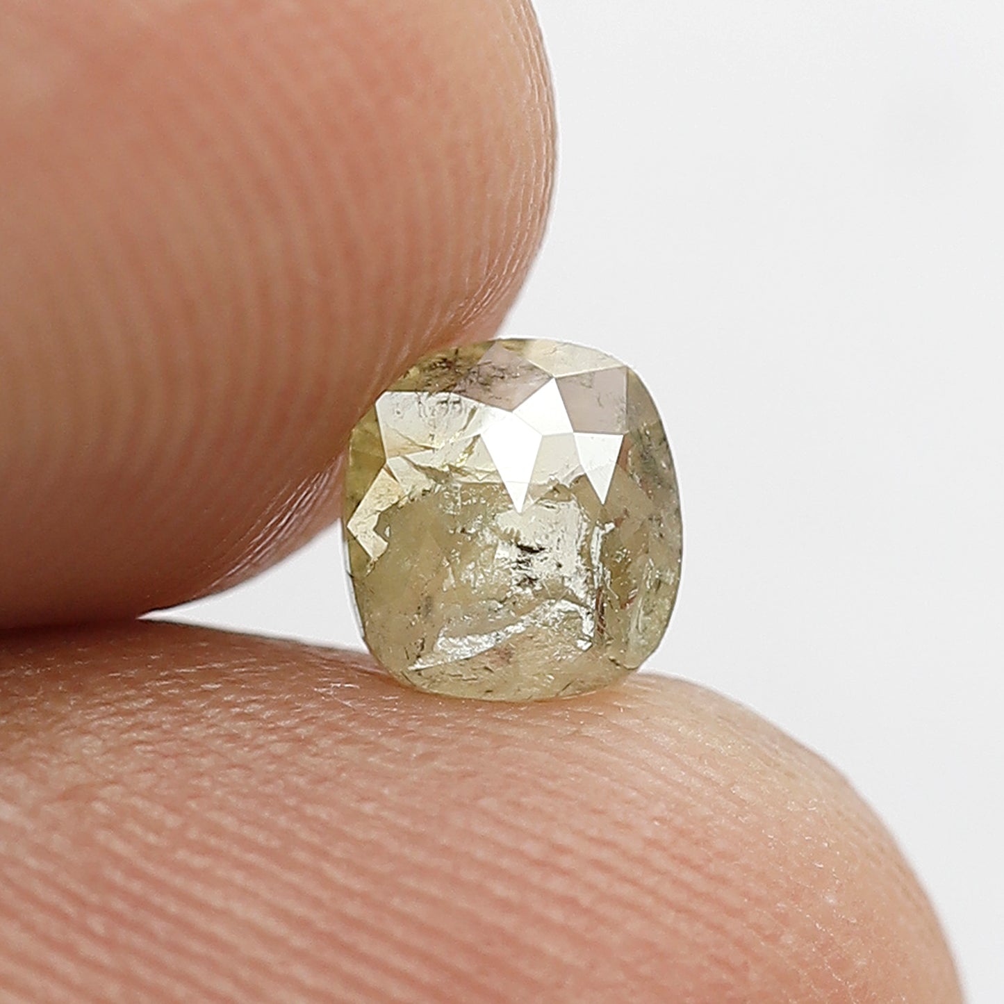 0.69 CT Rustic Cushion Natural Diamond, 5.50 MM Greenish Earth Mined Ethical Diamond For Anniversary Ring