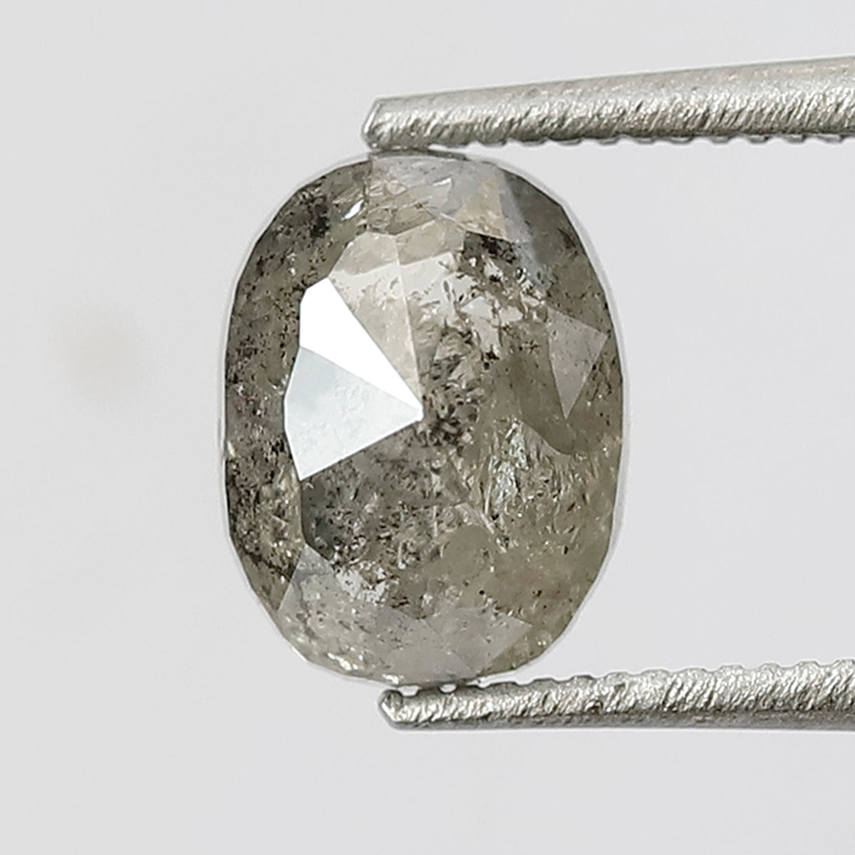 1.52 CT oval Shape Salt and Pepper Diamond 7 MM Loose Natural Icy White Grey Color Diamond
