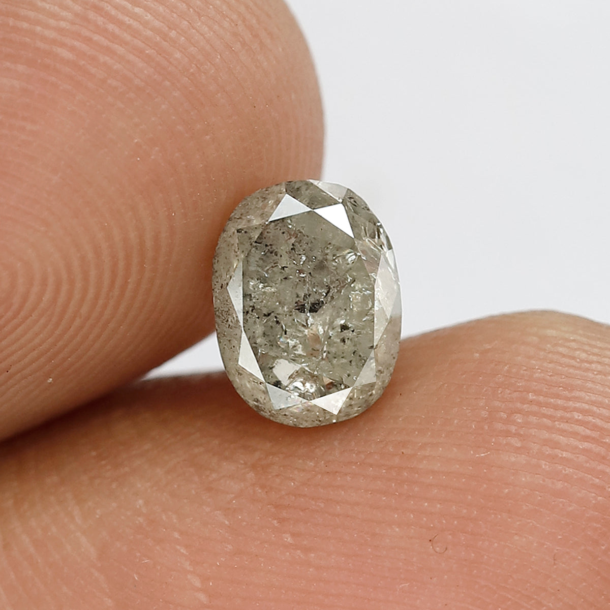 1.52 CT oval Shape Salt and Pepper Diamond 7 MM Loose Natural Icy White Grey Color Diamond