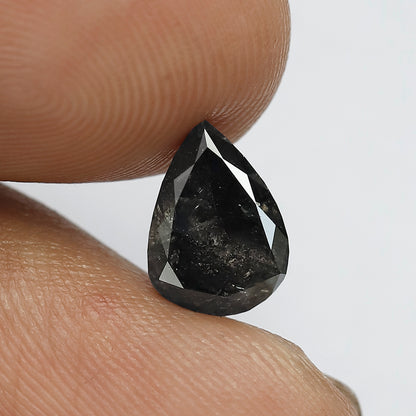 1.80 CT Pear Shape Salt and Pepper Diamond, Natural Blackish Gray Loose Ethical Diamond For Wedding Ring