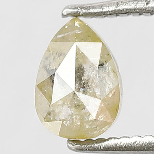 0.73 CT Rustic Pear Shape Loose Diamond, Natural Greenish Yellow Earth Mined Diamond For Wedding Jewelry