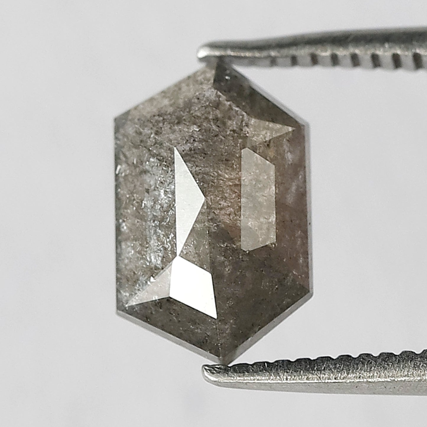 1.63 Ct Hexagon Salt and Pepper Loose Diamond, Natural Earth Mined Diamond 9.50 MM for Custom Pendant, Wedding Band Stone