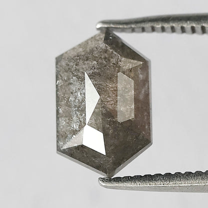 1.63 Ct Hexagon Salt and Pepper Loose Diamond, Natural Earth Mined Diamond 9.50 MM for Custom Pendant, Wedding Band Stone